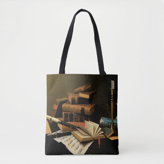 Music and Literature by William Harnett, Fine Art Tote Bag (Front)