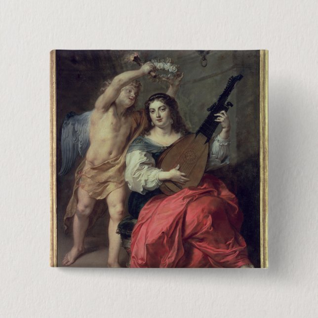 Music and Love, 1652 2 Inch Square Button (Front)