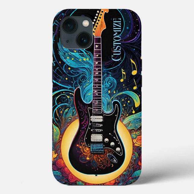 Music And Roses Electric Guitar Case-Mate iPhone Case (Back)