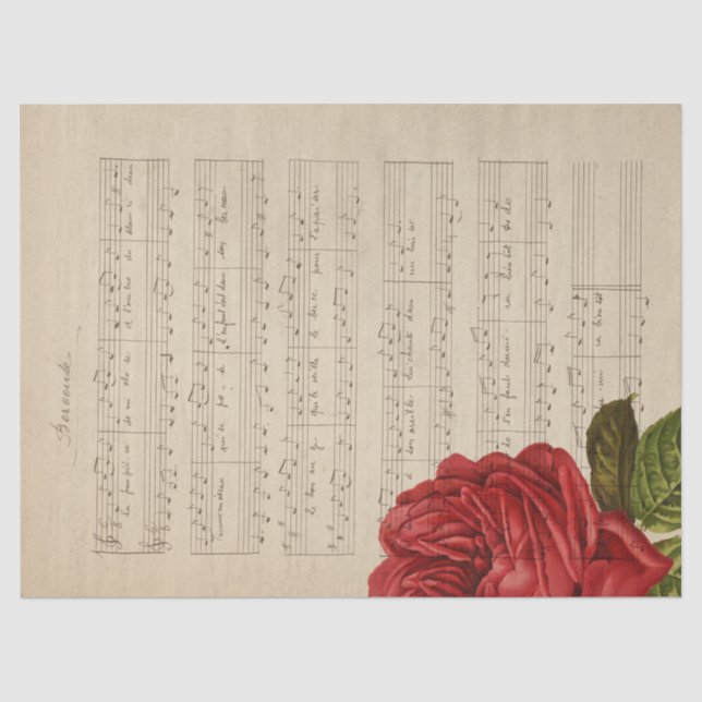 Music and Roses Series Design 1 Tissue Paper (Front)