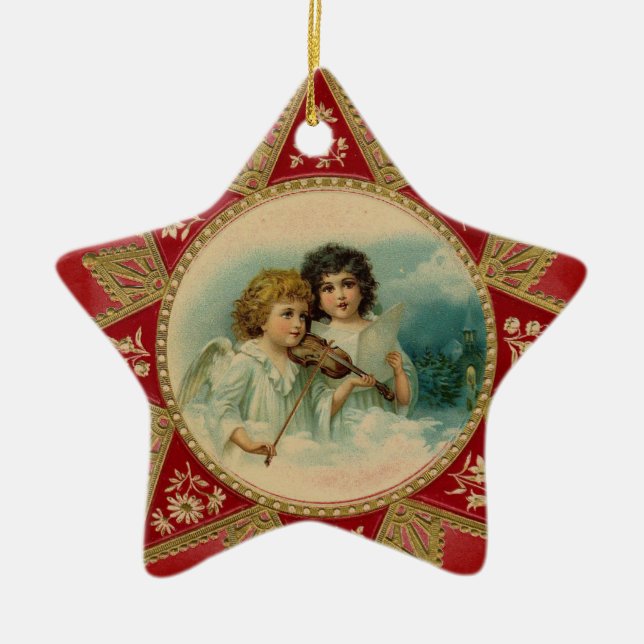 MUSIC ANGELS STAR CERAMIC ORNAMENT (Front)