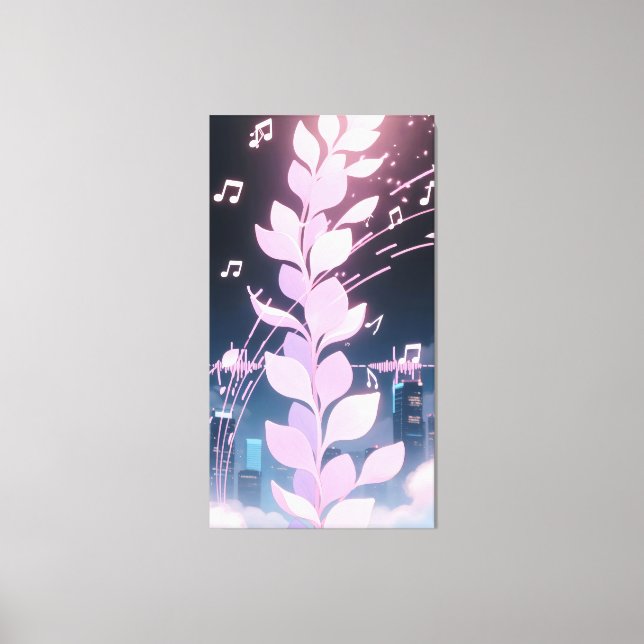 Music animation petals swaying rhythm canvas print (Front)