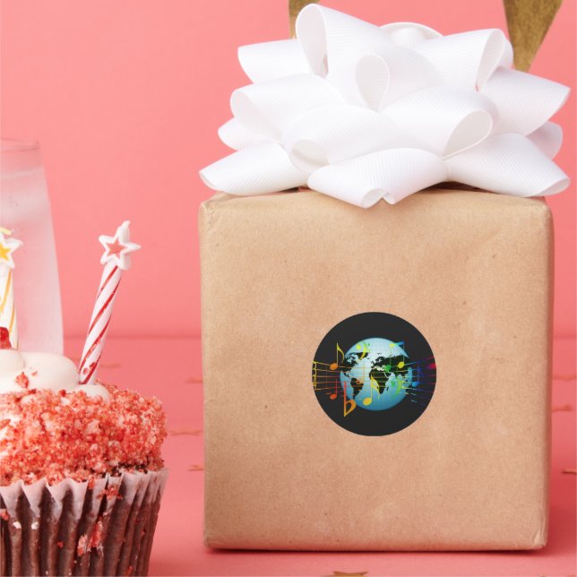 Music Around the World Classic Round Sticker (Party)