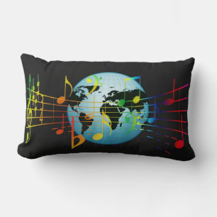 Music Around the World, popular design Lumbar Pillow