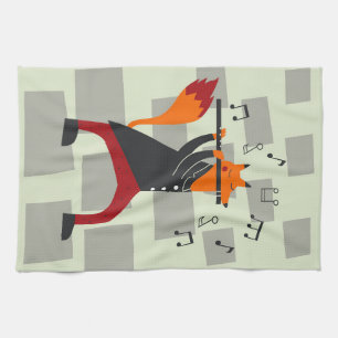 Music Art A Fox And Flute Kitchen Towel