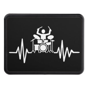 Music Art Drummer Heartbeat Trailer Hitch Cover