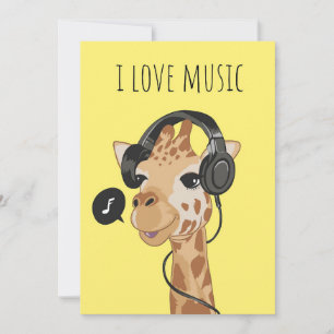 Music Art I Love Music Invitation