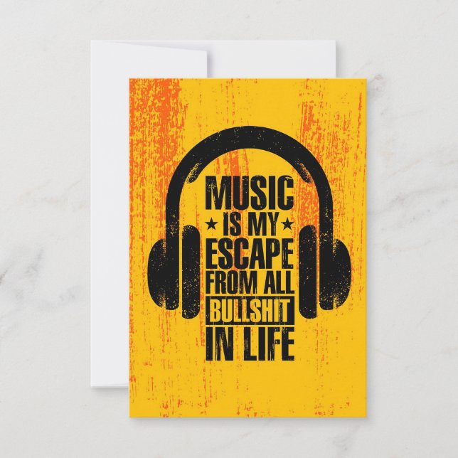 Music Art Music Is My Escape Thank You Card (Front)