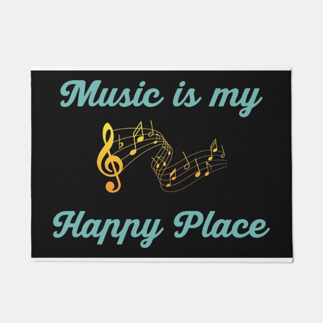 Music Art Music Is My Happy Place Doormat (Front)
