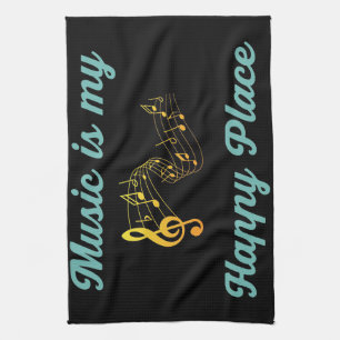 Music Art Music Is My Happy Place Kitchen Towel