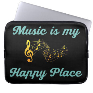 Music Art Music Is My Happy Place Laptop Sleeve
