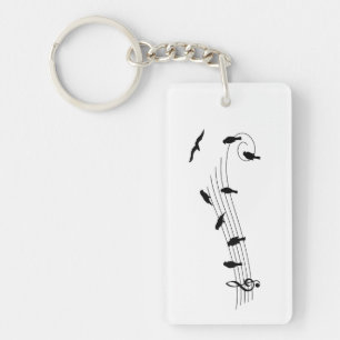 Music bar with birds like musical notes. keychain