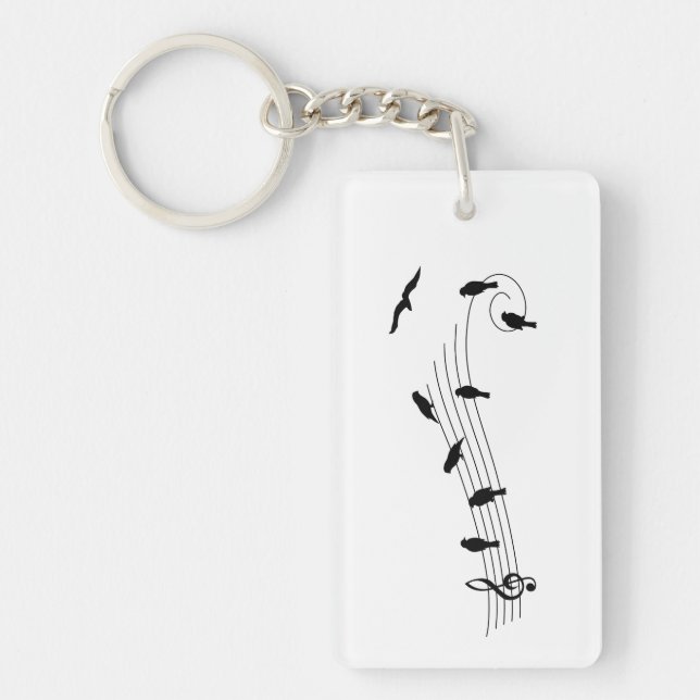 Music bar with birds like musical notes. keychain (Front)