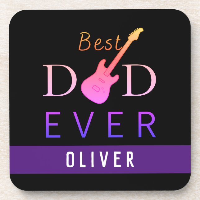 Music Best Dad Ever Cool Modern Fathers Day Coaster (Front)