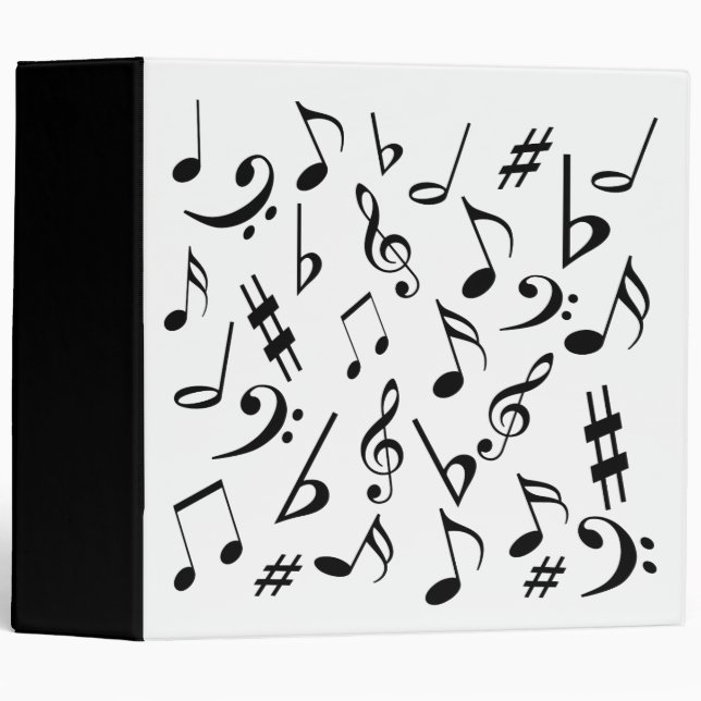 Music Binder - White With Black Musical Notes (Front/Spine)