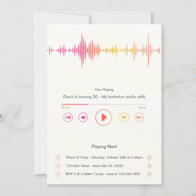 Music Birthday Invitation (Devant)