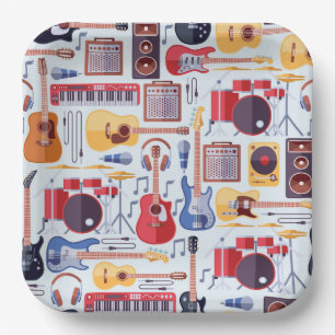 Music Birthday Party Instruments Paper Plate