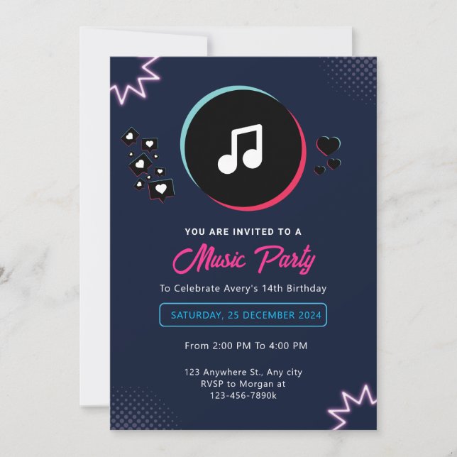 Music Birthday Party Invitation (Front)