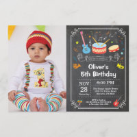 Music Birthday Party Invitation Chalkboard Photo