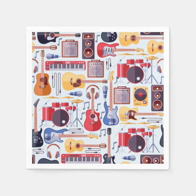 Music Birthday Party Musical Instruments Napkin (Front)