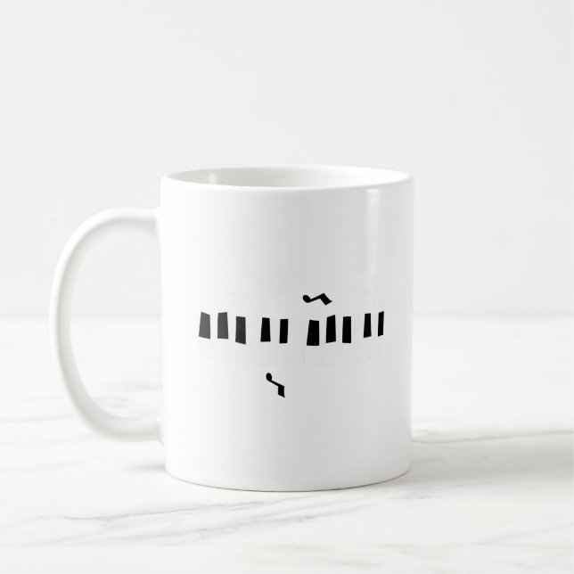 Music Black And White Piano Keyboard With Note Coffee Mug (Left)