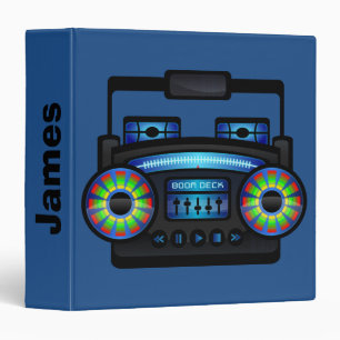 Music Boom Box Custom Deep Blue Binder