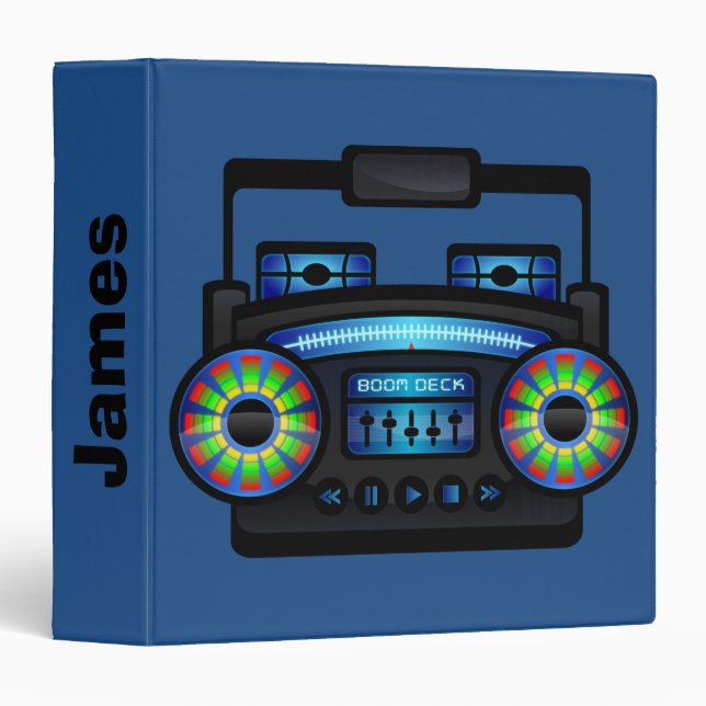 Music Boom Box Custom Deep Blue Binder (Front/Spine)