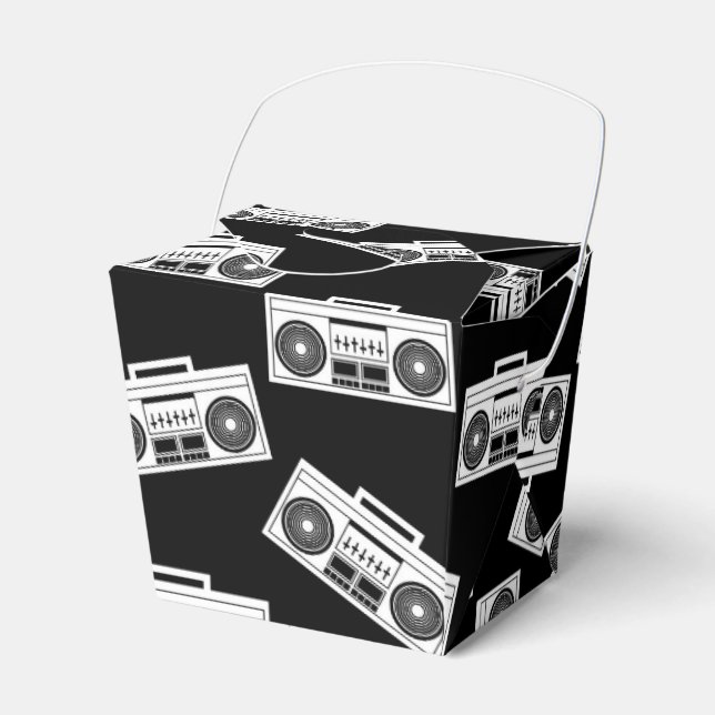 Music Boombox Print Art Pattern Boomboxes Black Favor Box (Front Side)