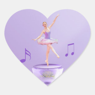 Music Box Ballerina Customizable Heart Sticker