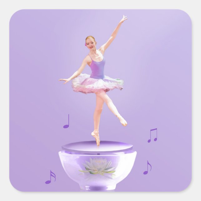 Music Box Ballerina Customizable Square Sticker (Front)