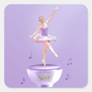 Music Box Ballerina Customizable Square Sticker