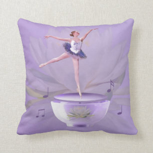 Music Box Ballerina with Water Lily Throw Pillow