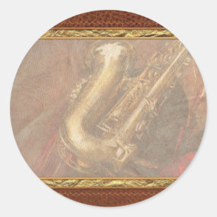 Music - Brass - Saxophone Classic Round Sticker