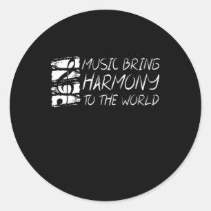 Music Bring Harmony To The World Classic Round Sticker