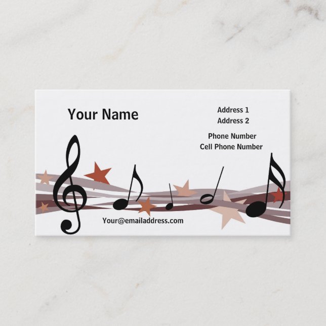 Music Business Card - Brown Music Notes (Front)