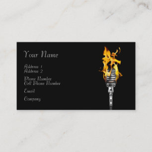 Music Business Card - Flaming Microphone