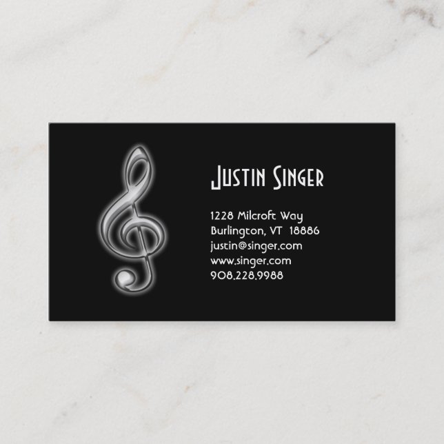 Music Business Card Treble Clef (Front)