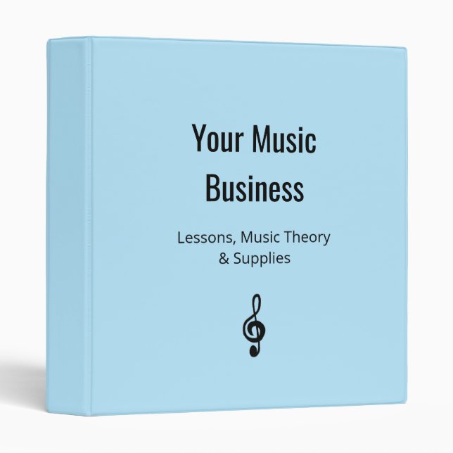 Music Business Treble Clef Simple Pale Blue Binder (Front/Spine)
