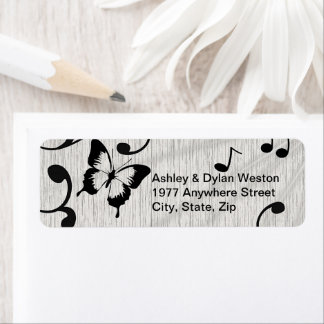 Music Butterfly Leaves Grey & Black Wood Wedding