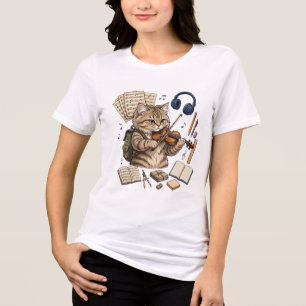Music Cat Violin - Back To School Music Tri-Blend Shirt