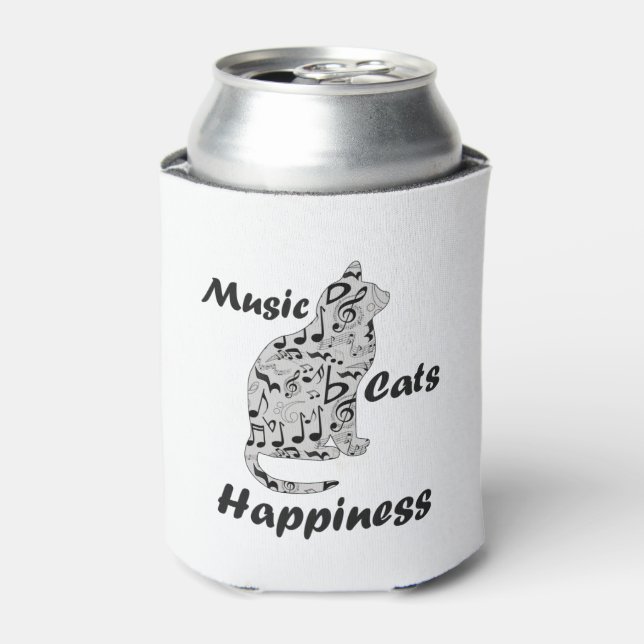 Music Cats Happiness - Cat Lover Musician Can Cooler (Can Front)