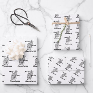 Music Cats Happiness - Cat Lover Musician Wrapping Paper Sheet
