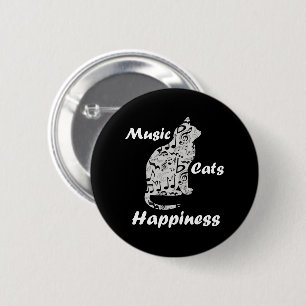 Music Cats Happiness - Musician Lover Quote 2 Inch Round Button