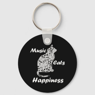 Music Cats Happiness - Musician Lover Quote Keychain