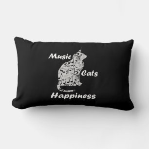 Music Cats Happiness - Musician Lover Quote Lumbar Pillow
