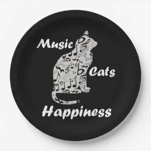 Music Cats Happiness Musician Lover Quote Paper Plate