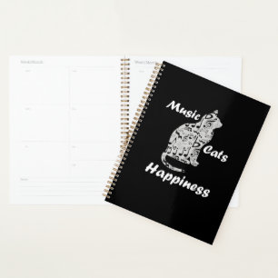 Music Cats Happiness - Musician Lover Quote Planner