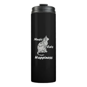 Music Cats Happiness - Musician Lover Quote Thermal Tumbler