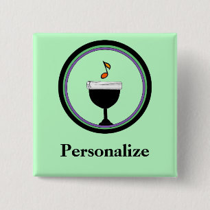 Music Chalice UU Name Tag Personalize 2 Inch Square Button