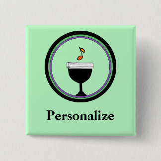 Music Chalice UU Name Tag Personalize 2 Inch Square Button